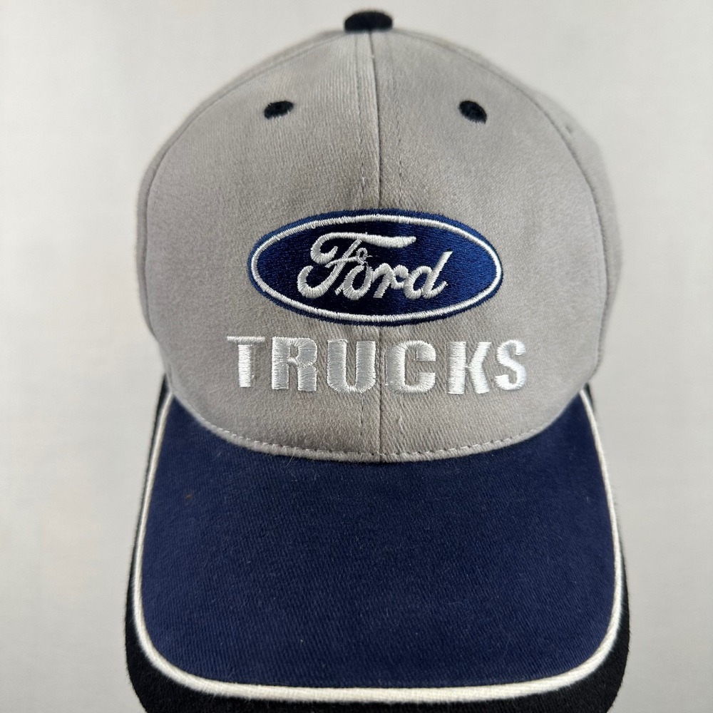 Ford Trucks Baseball Hat Mens OS Grey Blue Embroidered Logo Trucker Dad Cap Vtg